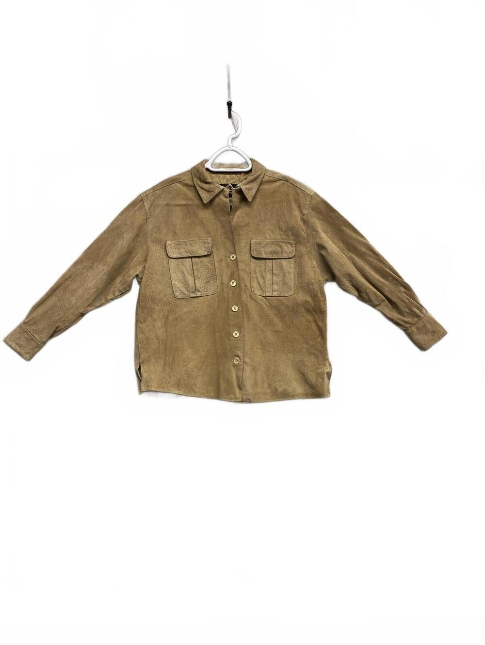 Vintage Rare 90's Marquis Brown Suede Button-Up Shirt Size Medium Made in Canada